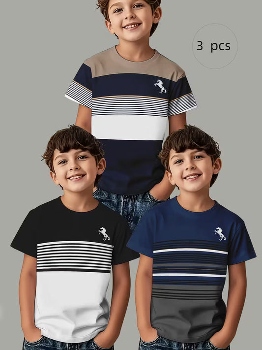 3 pc Boys' Fashion Short Sleeve T Shirts