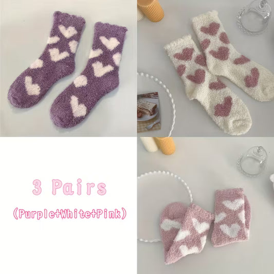3 Pairs Women's Coral Fleece Warm Socks