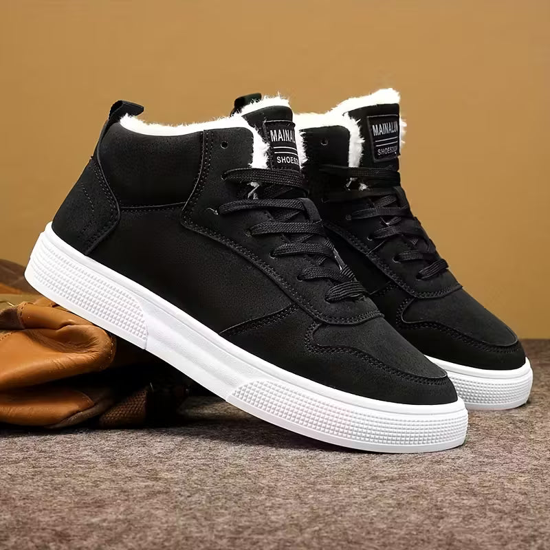Warm Plush Lining Men's Mid-Top Lace-Up Boots