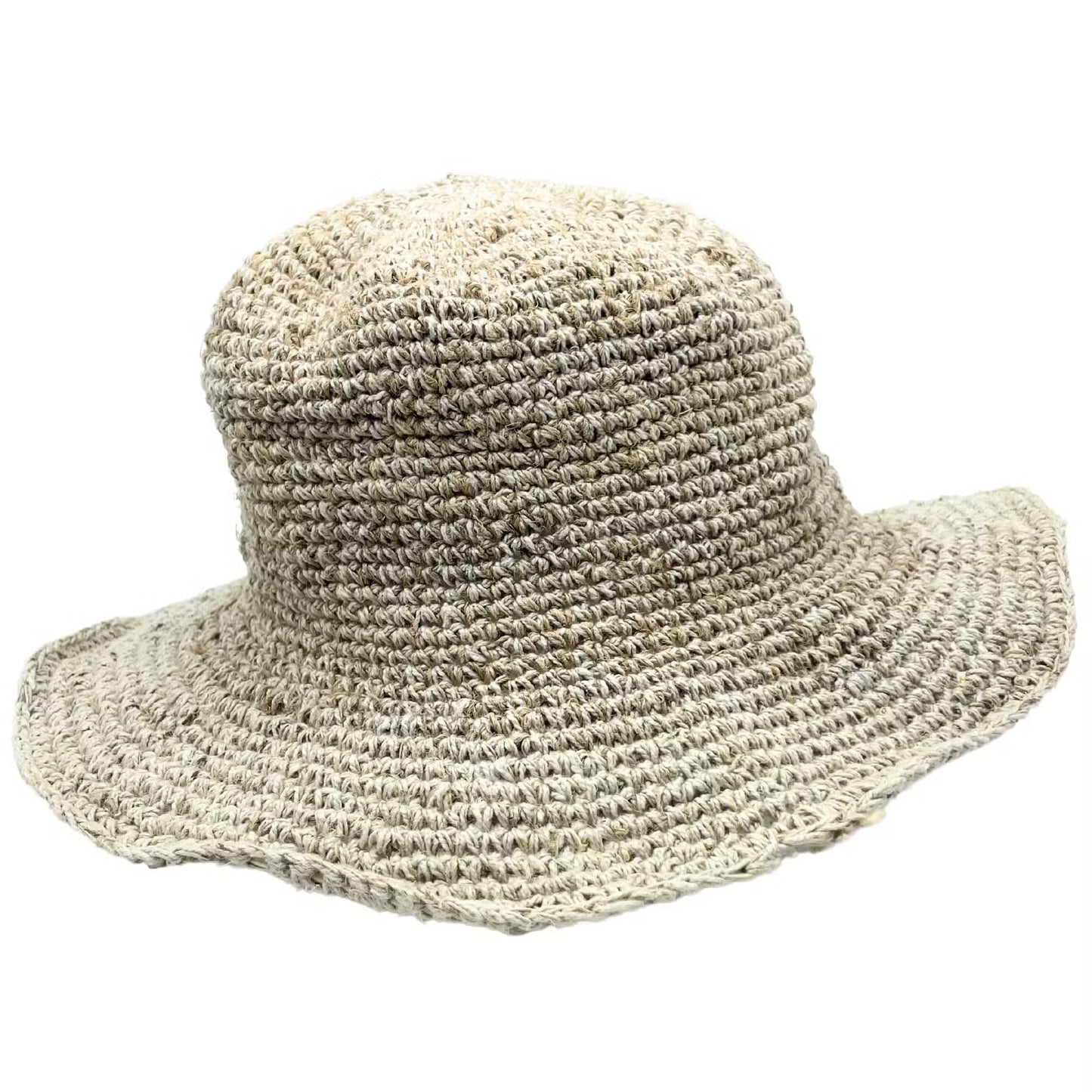 Hand-Knitted Hemp & Cotton Boho Festival Hat - Natural