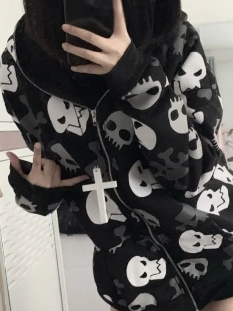 Lightweight Dark Wind Skull Cardigan Hoodie