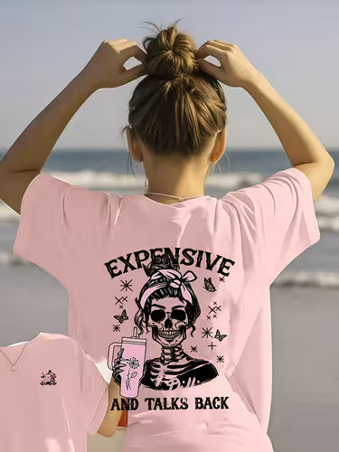 Girls Skull Slogan T Shirt