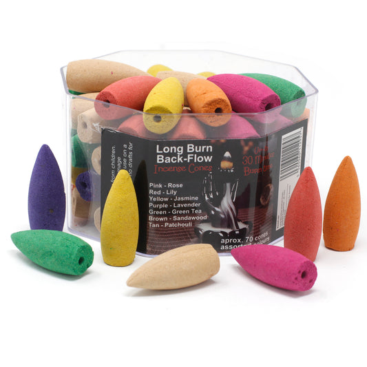 Long Backflow Incense Cones - Assorted Fragrances