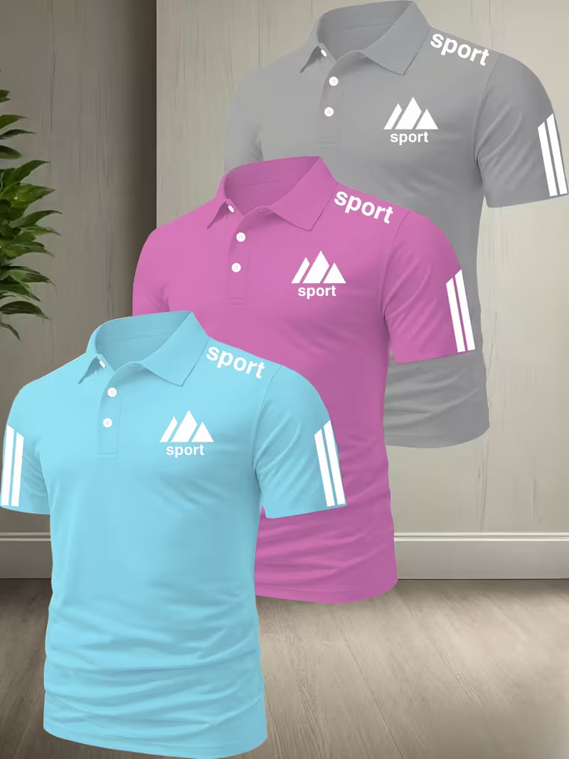 3 PC Set Solid-Color Polo Shirts