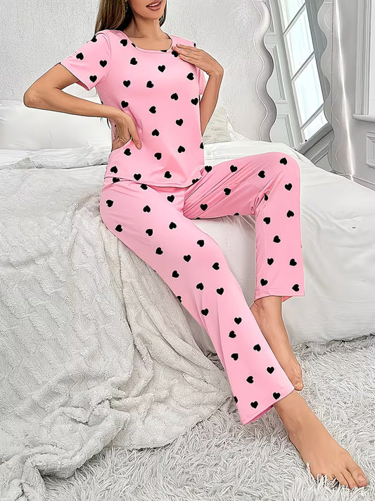 Heart Print Pajama Set