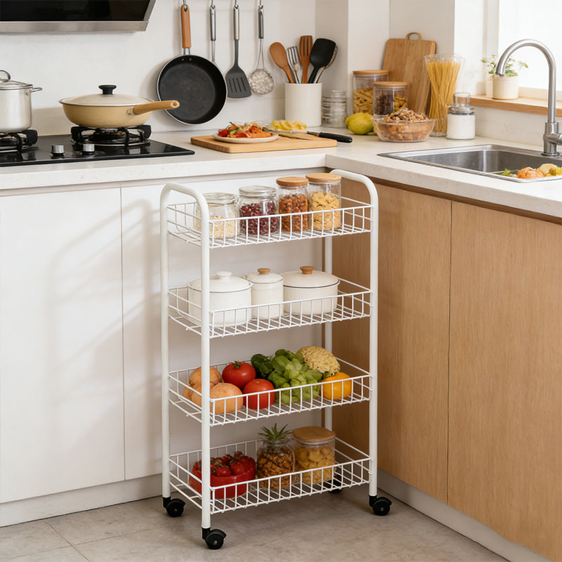 4 Tier Metal Rolling Utility Cart with Casters