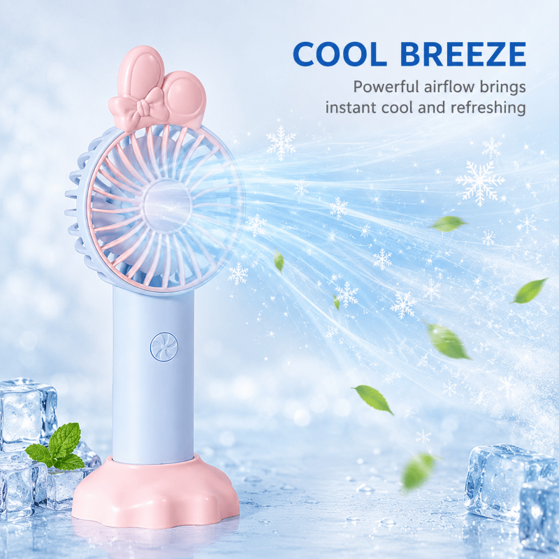 Mini Handheld Fan with Phone Holder Base