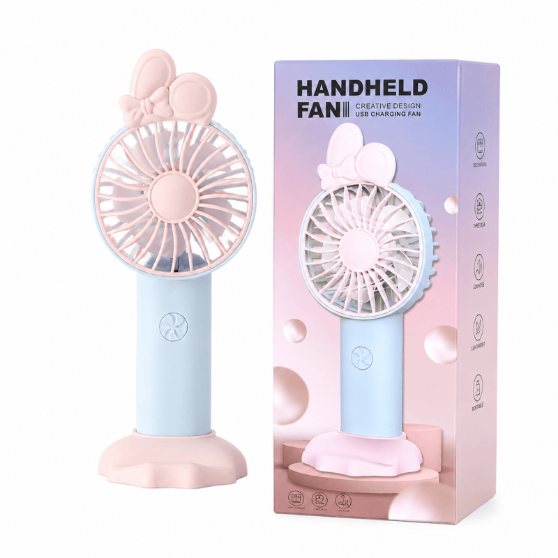 Mini Handheld Fan with Phone Holder Base