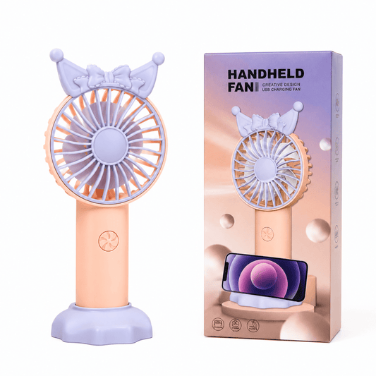 Mini Handheld Fan with Phone Holder Base