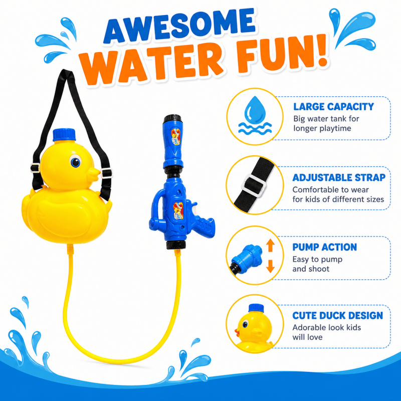 Kids Duck Backpack Water Gun