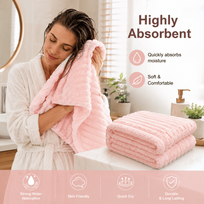 4PCS Fleece Bath Towels