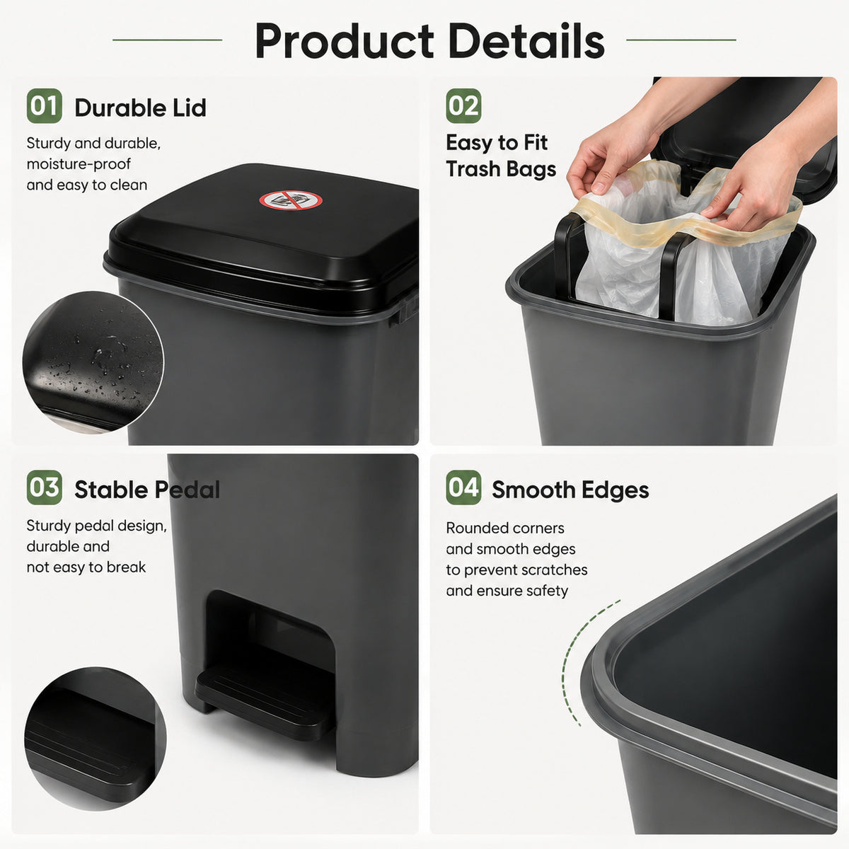 50L Slim Pedal Bin
