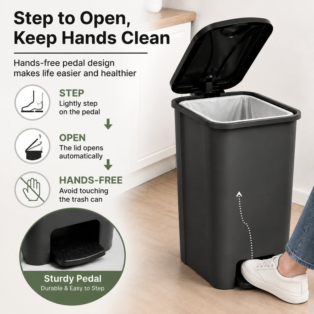 50L Slim Pedal Bin