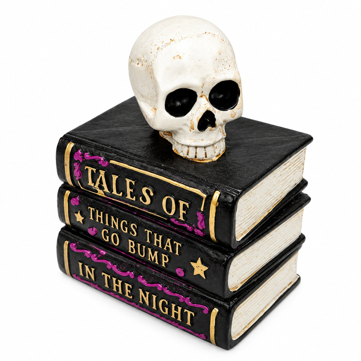 Halloween Stacked Books Tabletop Decor with Skull