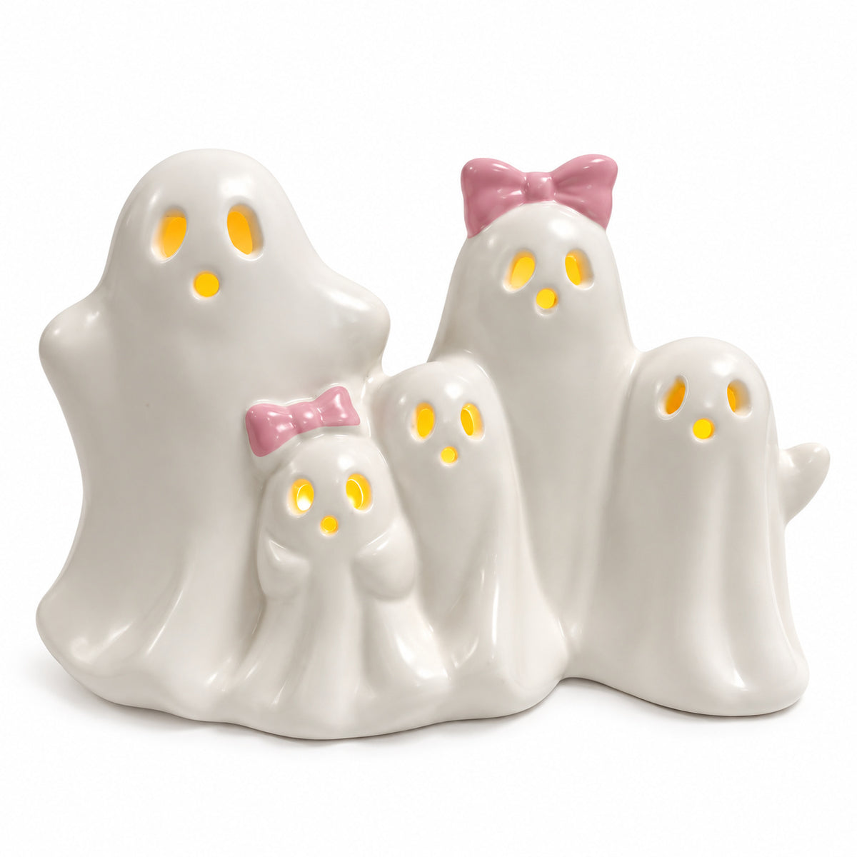 Halloween LED Light Up Ghost Figurine Set of 5
