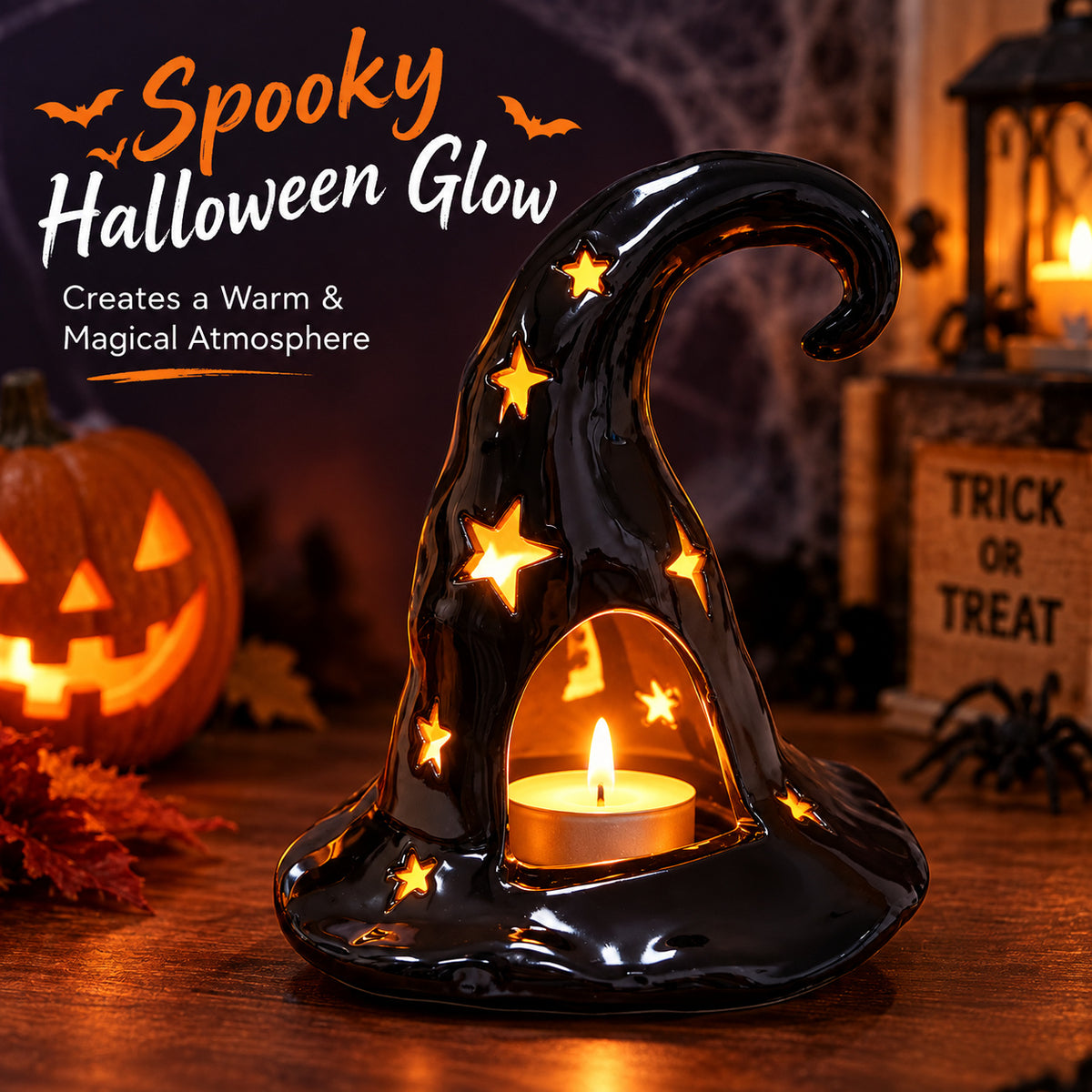 Halloween Witch Hat Tealight Candle Holder