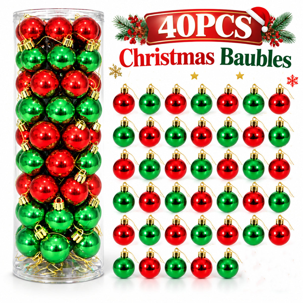 40x Mini Christmas Baubles