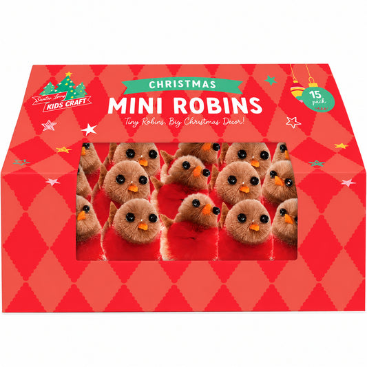 15x Mini Robin Birds Christmas Decorations