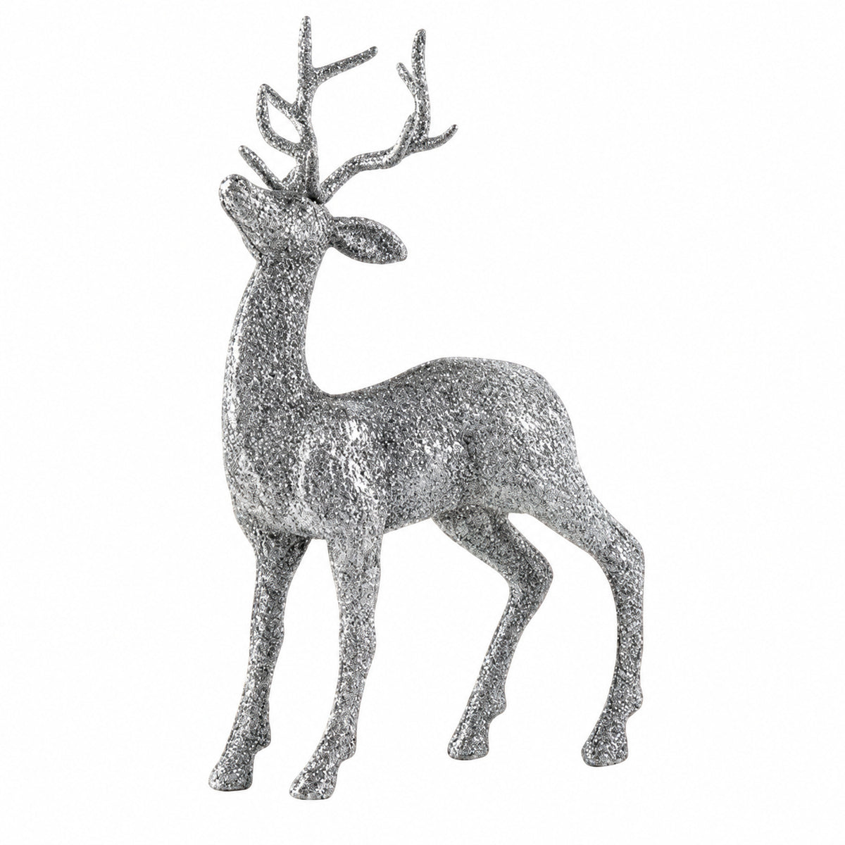 Silver Glitter Christmas Reindeer Stag Ornament