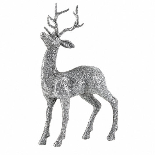 Silver Glitter Christmas Reindeer Stag Ornament