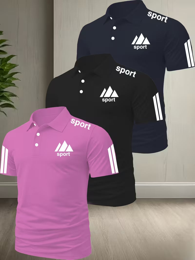 3 PC Set Solid-Color Polo Shirts