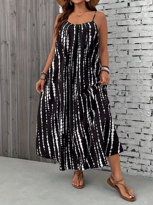 Plus Size Printed Strappy Dress