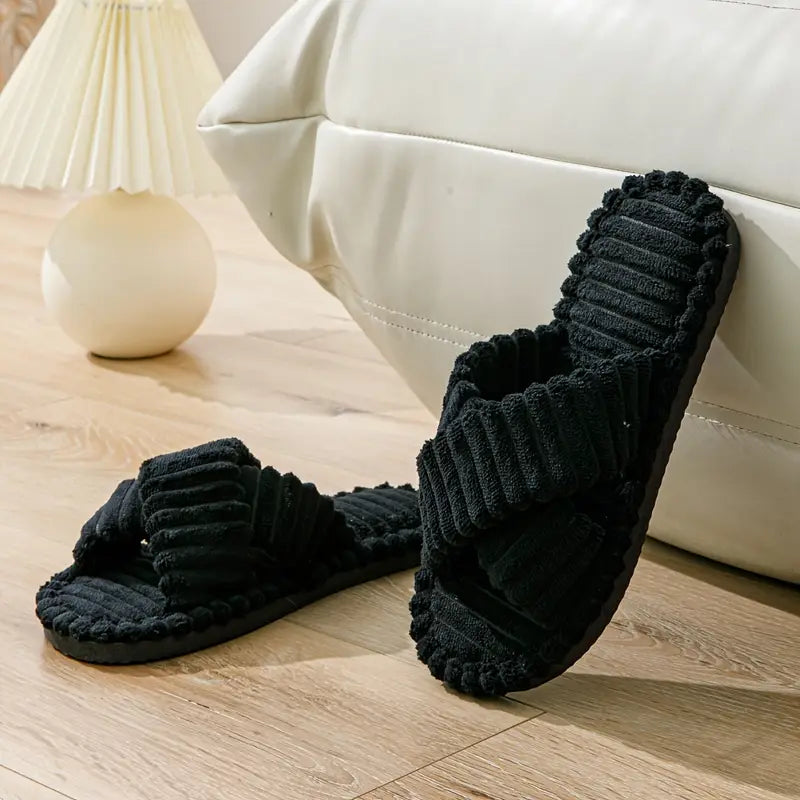 Women'S Cross-Stripe Slip-On Slippers