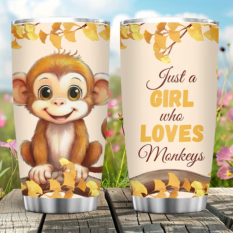 20oz Cute Monkey Design Insulated Water Bottle