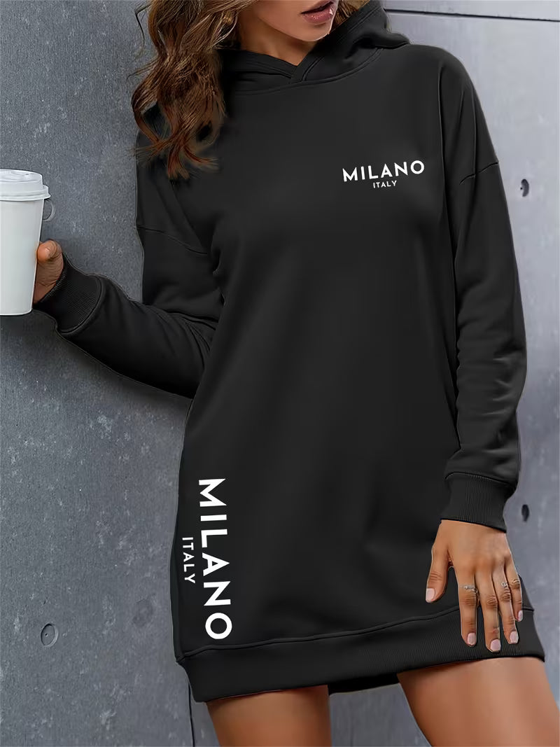 Women'S Oversized Hooded Sweatshirt Dress