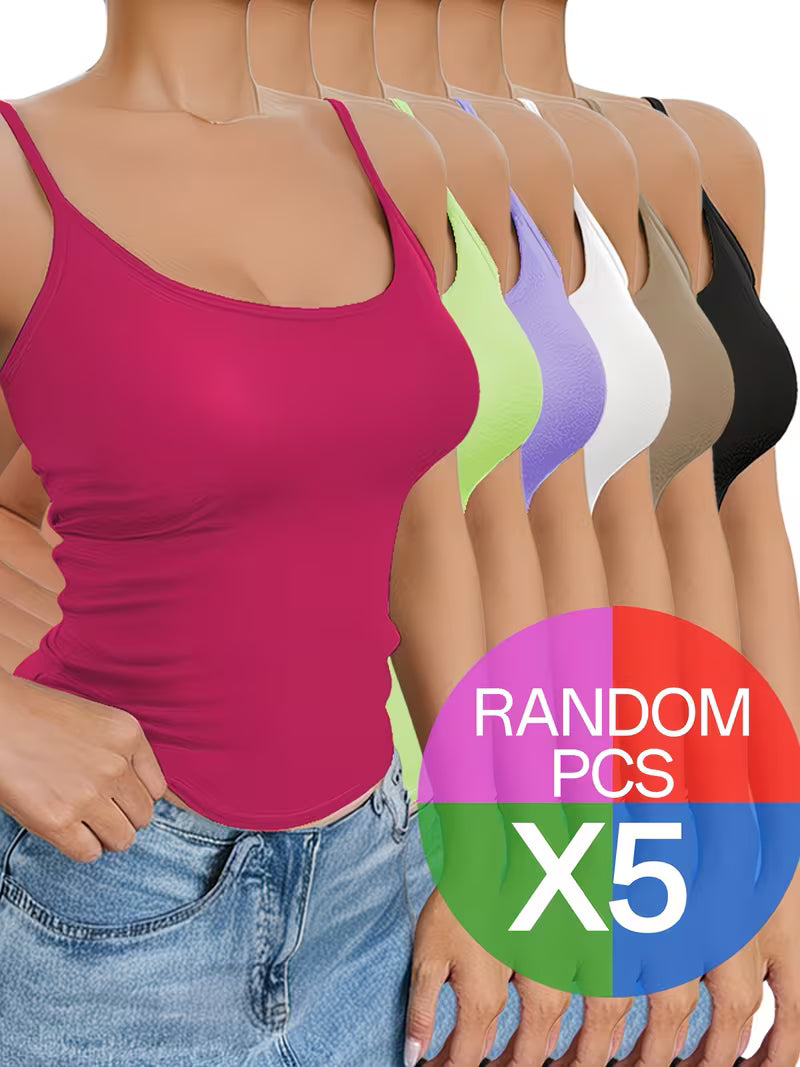 5pcs Random Round Neck Tank Tops for women