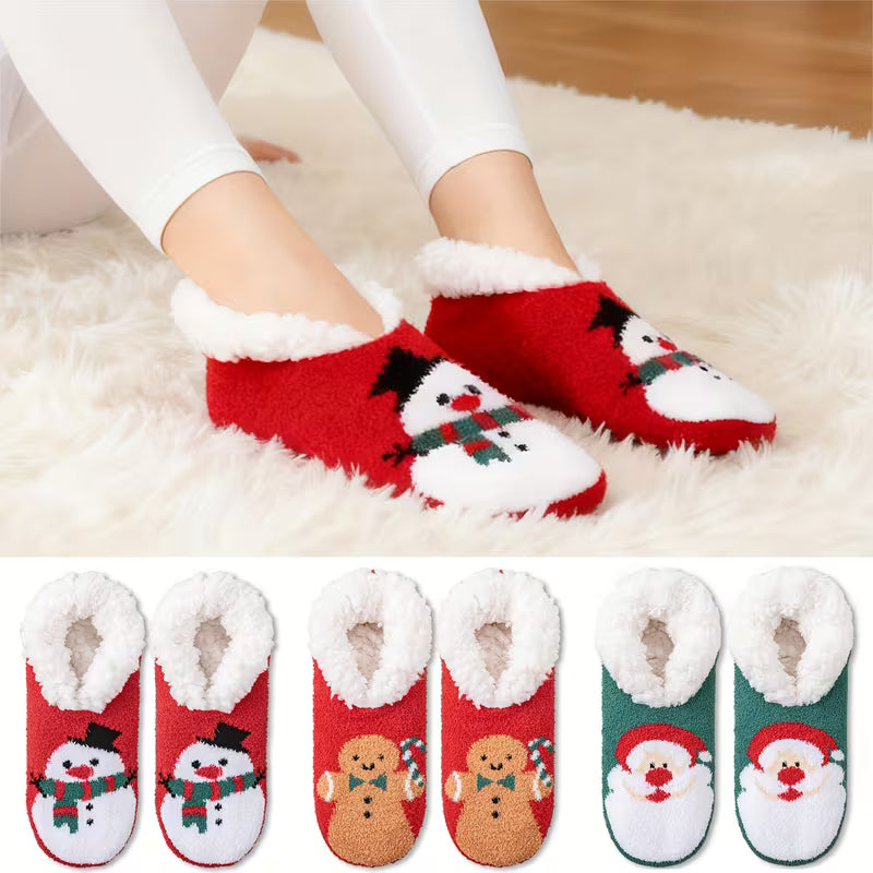 3-Pack Autumn And Winter Christmas  Floor Socks