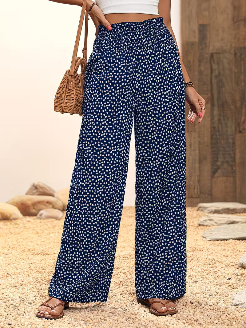 Women's Elegant Floral Print Soft Commuter Pants