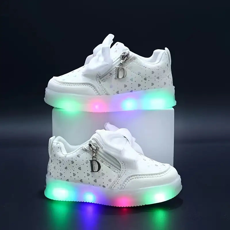 Girls' Soft-Soled Casual Sneakers with a Princess Style, Featuring a Bow
