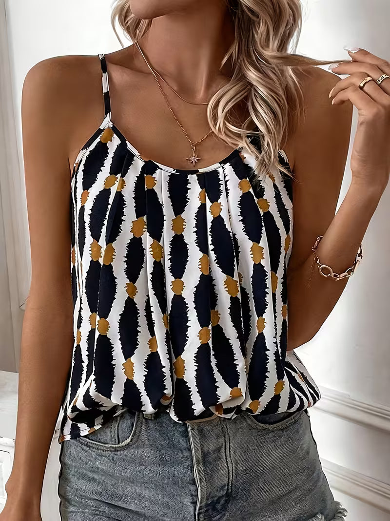 Elegant Blue And Yellow Print Fashion Vest