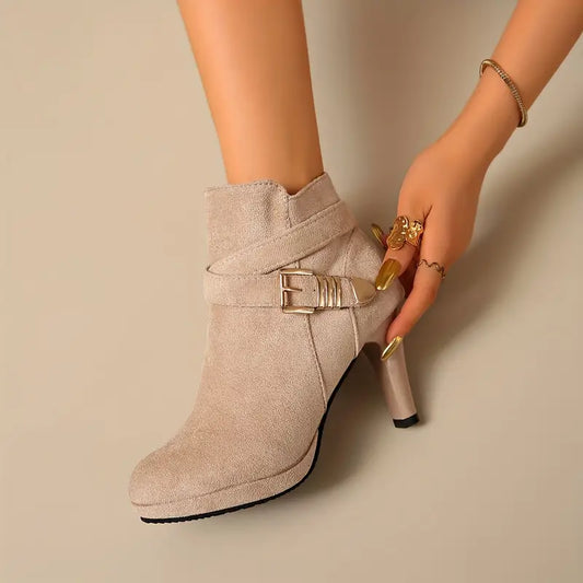 Women's High Quality Platform Chunky Heel Side Zipper High-Heeled Ankle Boots