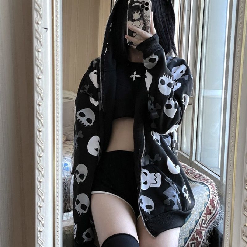 Lightweight Dark Wind Skull Cardigan Hoodie