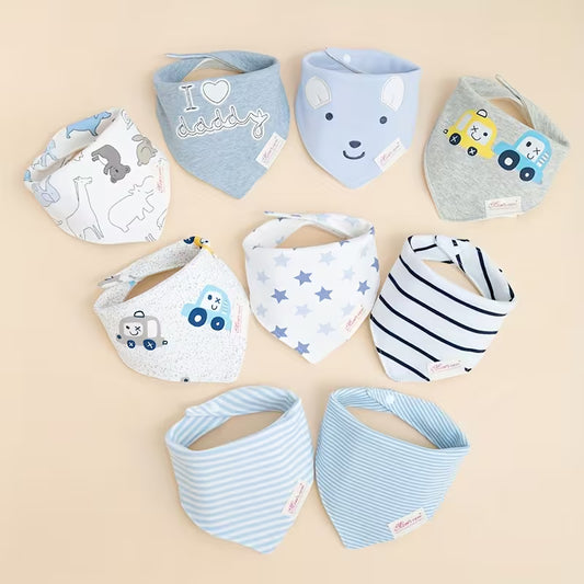 6pcs of Assorted Colors Double-Layer Bibs for Baby Boys