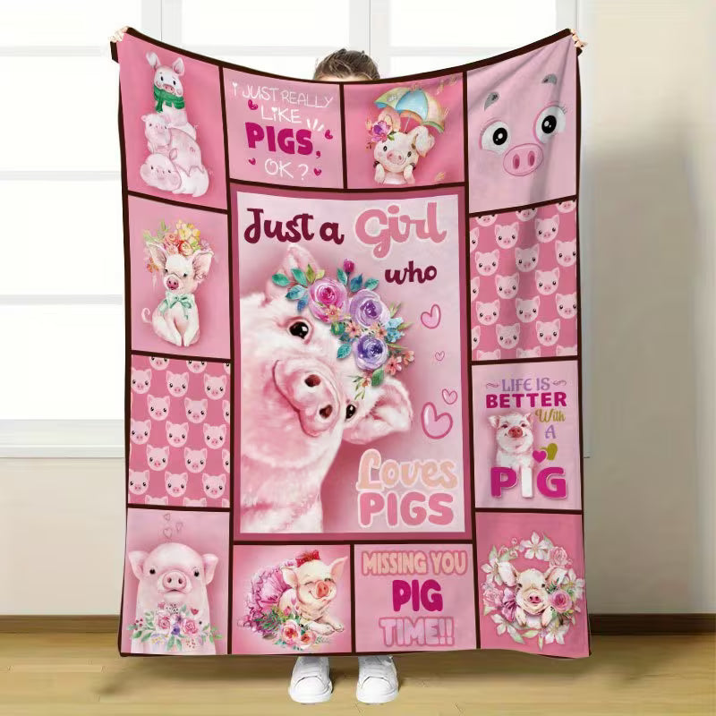 Pig-Themed Blanket for Girls and Pig Lovers
