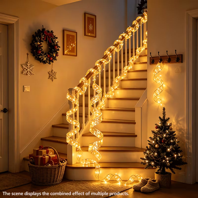 Gorgeous 300cm/118.1inch 1pc 30leds Glitter Golden Ribbon LED Fairy Lights