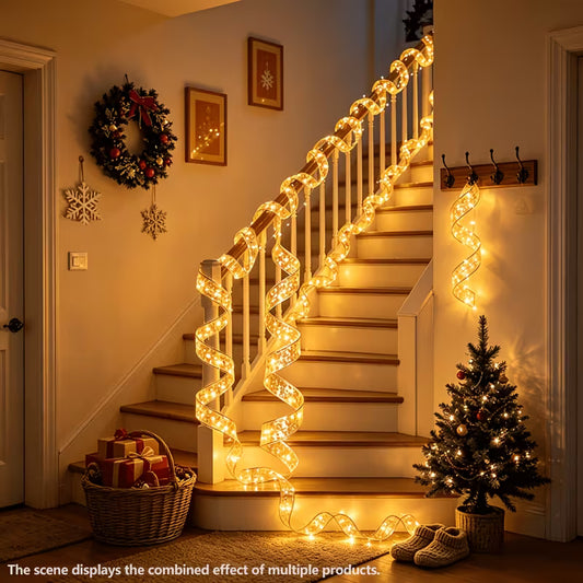 Gorgeous 300cm/118.1inch 1pc 30leds Glitter Golden Ribbon LED Fairy Lights