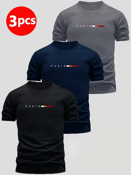 3pcs Set of Sporty Fashion Letter Print T-Shirts