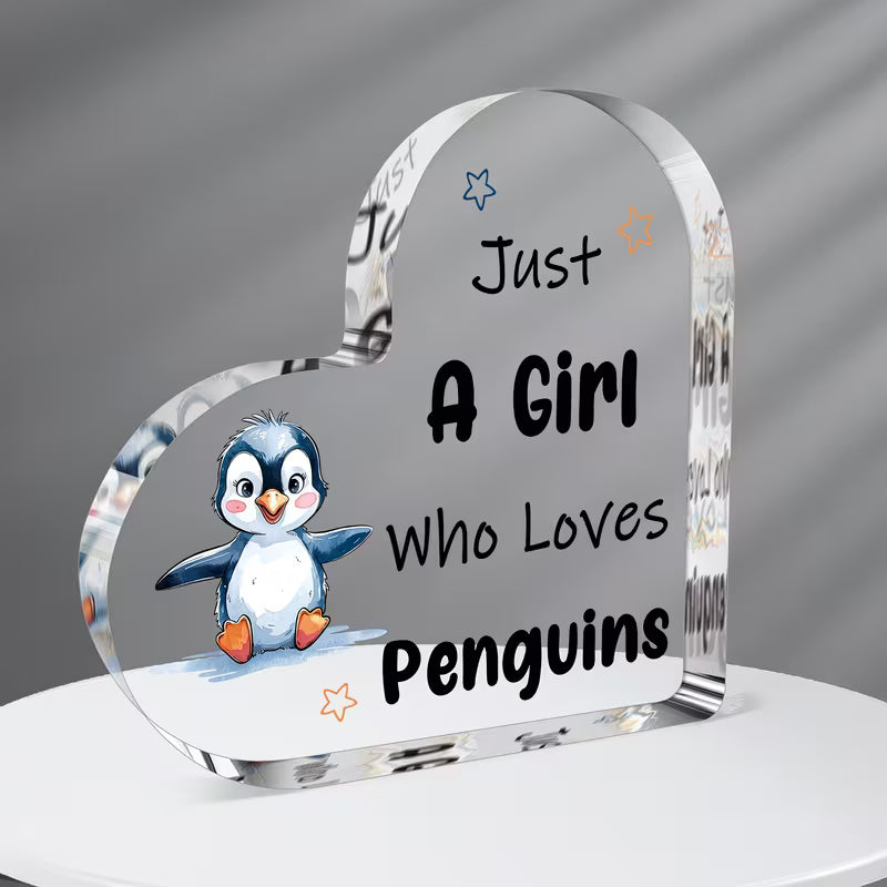 Heart-shaped Acrylic Penguin Ornament