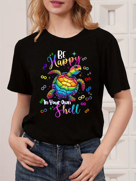 Women's Rainbow Turtle Autism Awareness T-Shirt