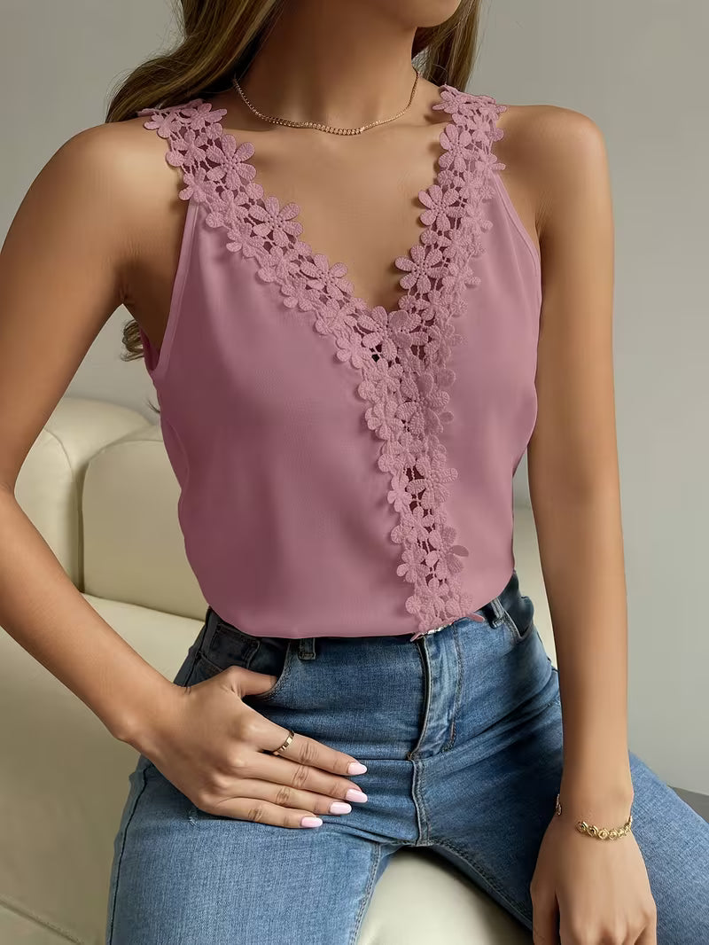 Elegant Lace Trim Vest