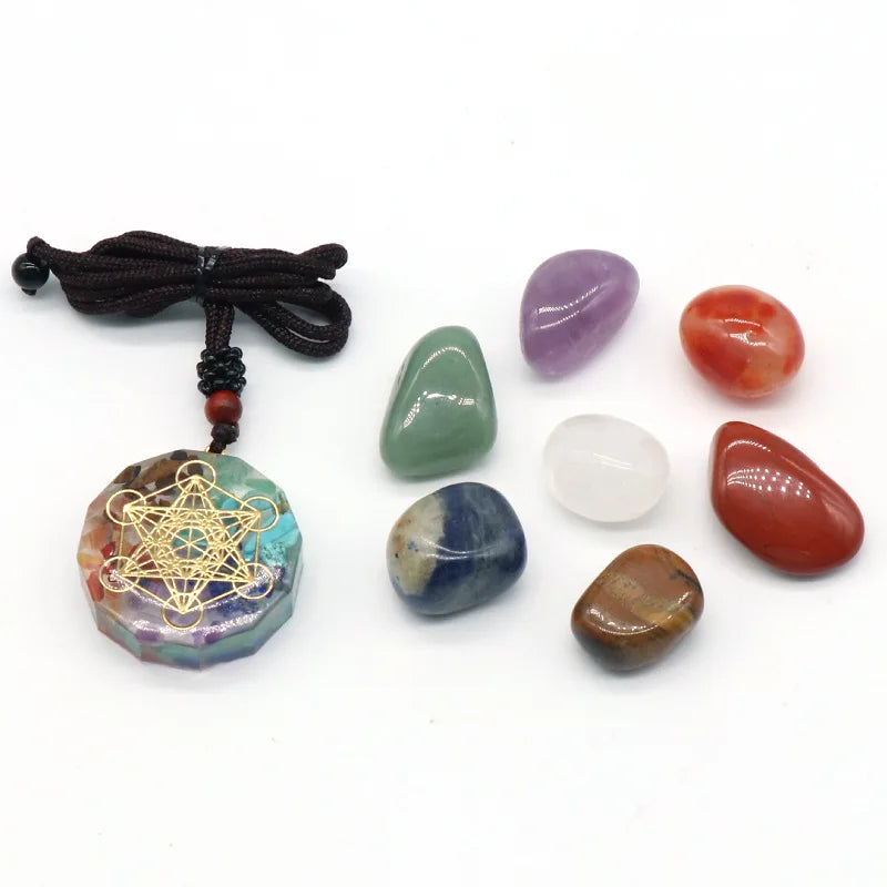 Natural Crystal Set/Orgonite Pendant Necklace