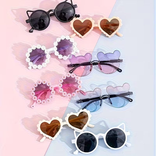 8 Pairs of Adorable Cat-shaped and Heart-shaped Glasses