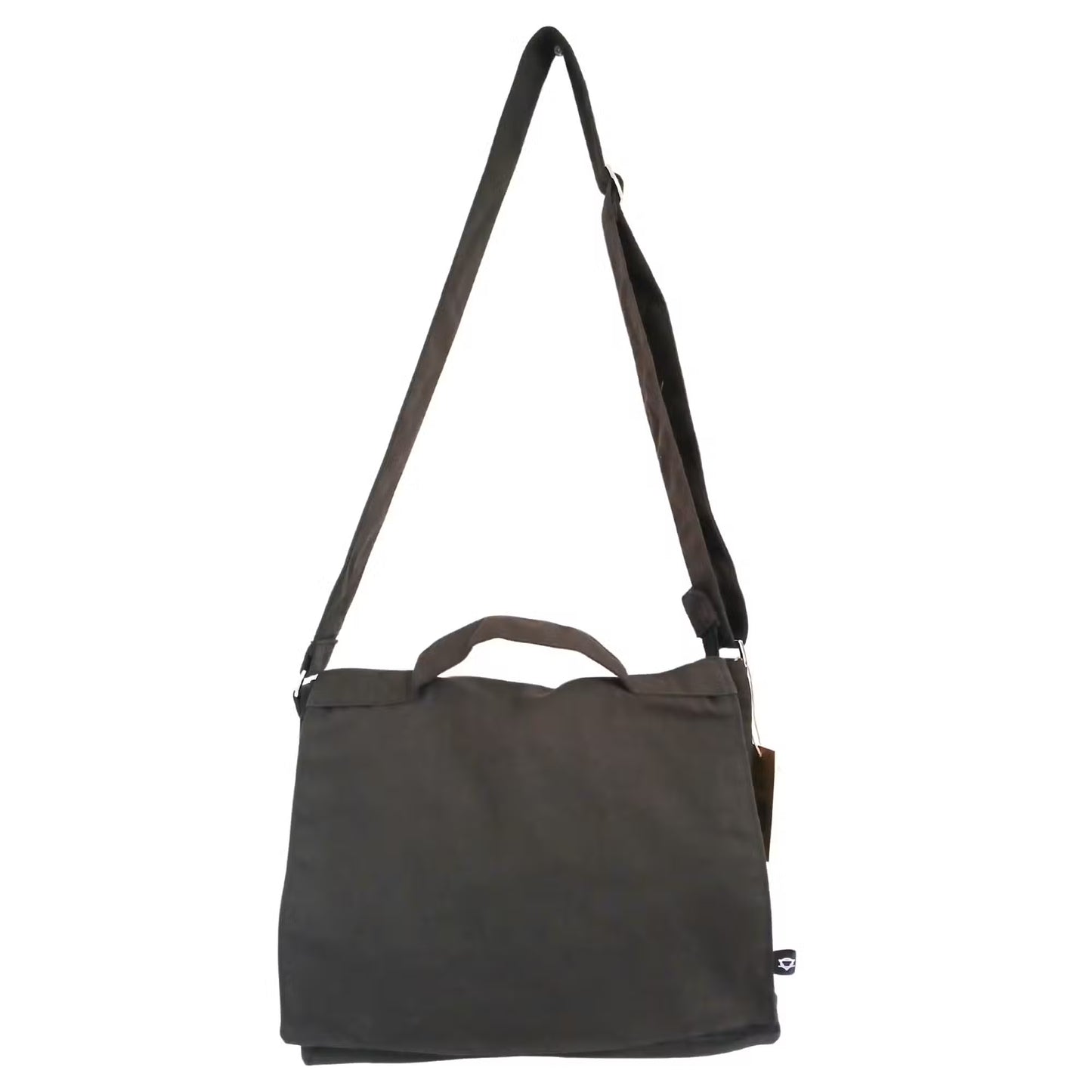 Cotton Canvas Laptop Messenger Bag - Charcoal