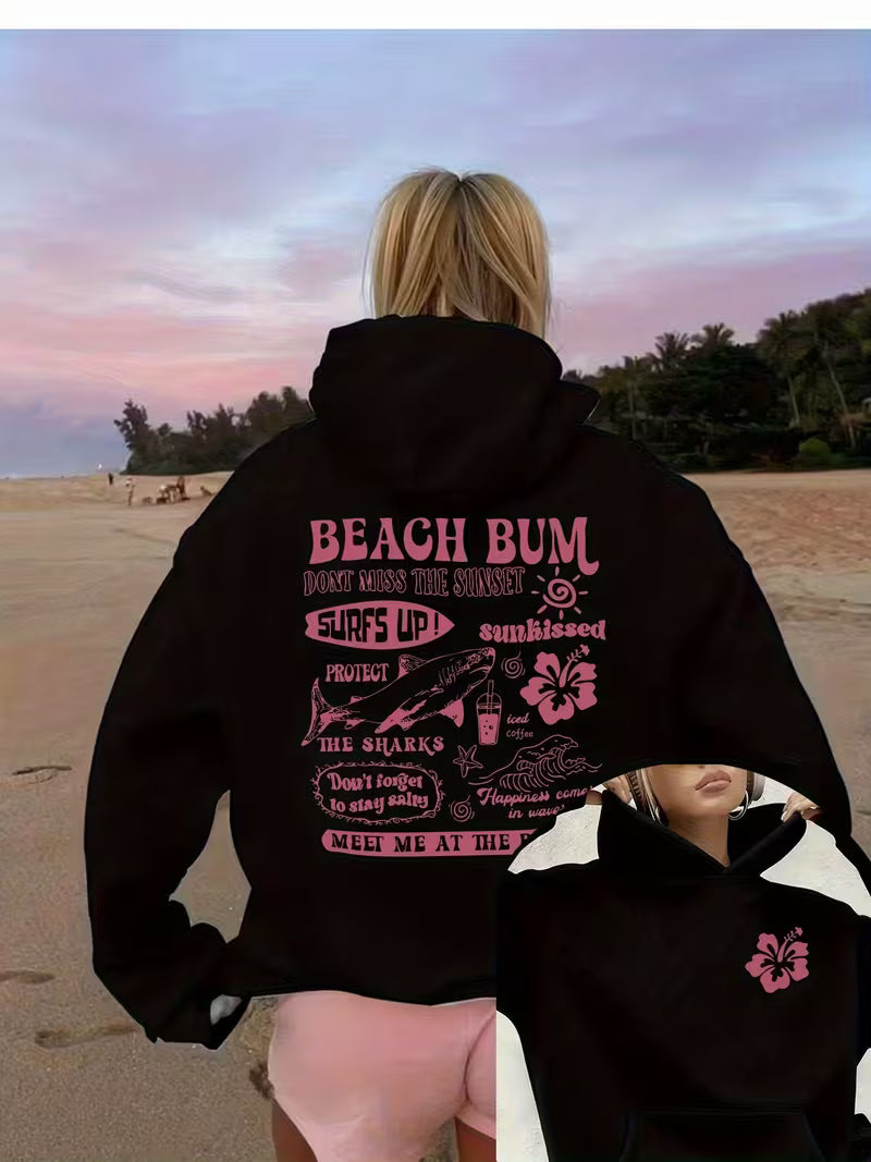 Double-Sided Pattern Hooded Women'S Sweatshirt