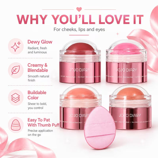 4pcs Triple-Purpose Blush Cream