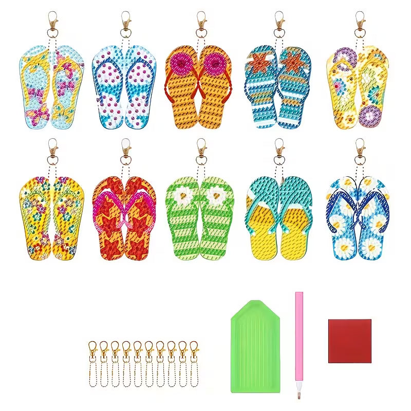 10pcs Diamond Art Painting Keychain Set